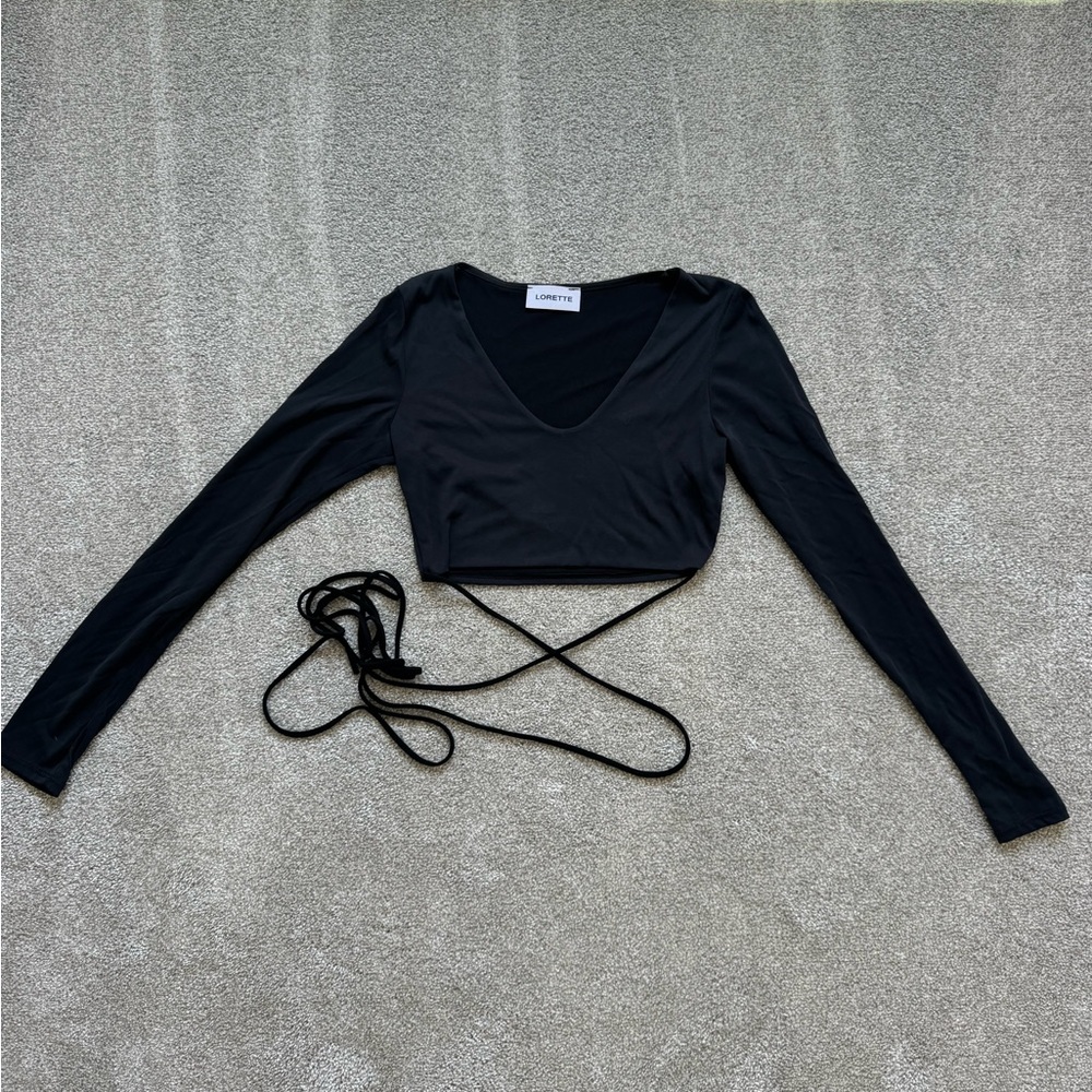 Black Crop Top with Tie / Brand New / Never been worn
